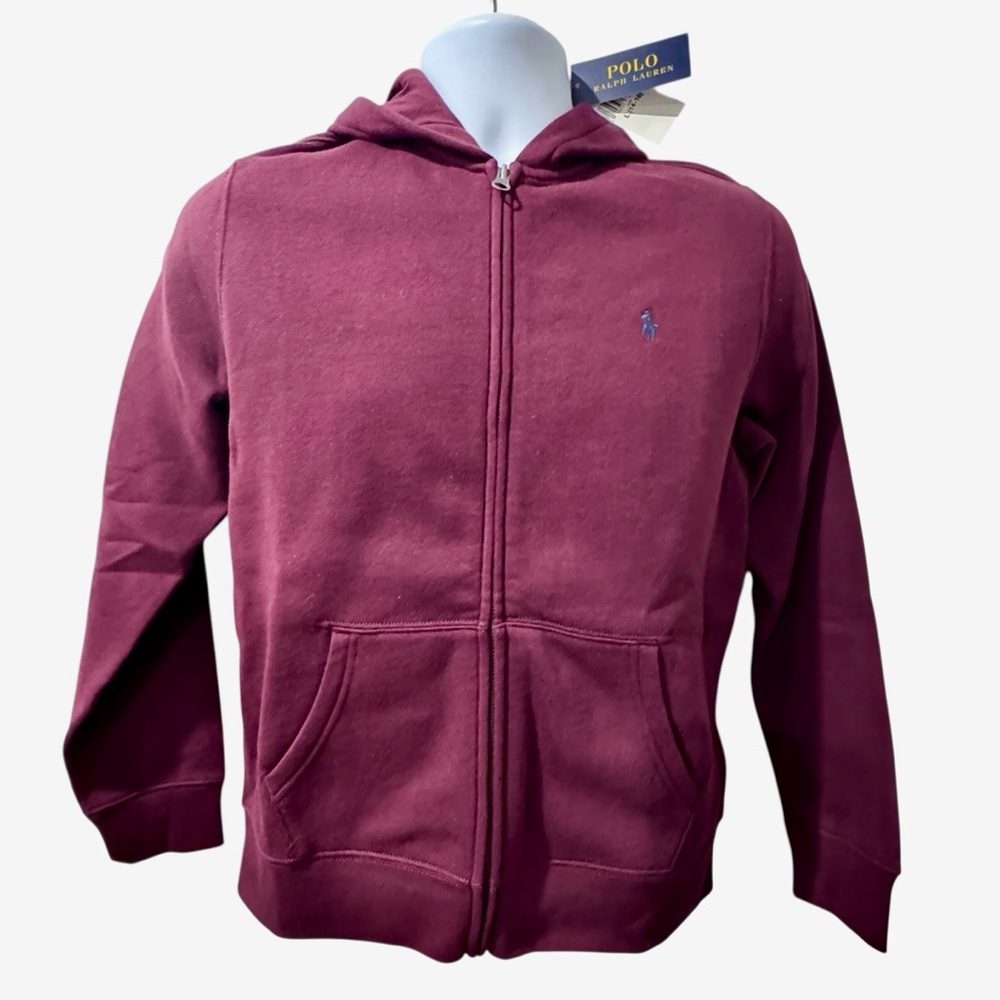 POLO RALPH LAUREN Men’s Size XS/S Full Zip Hooded Sweatshirt Maroon Burgundy NWT